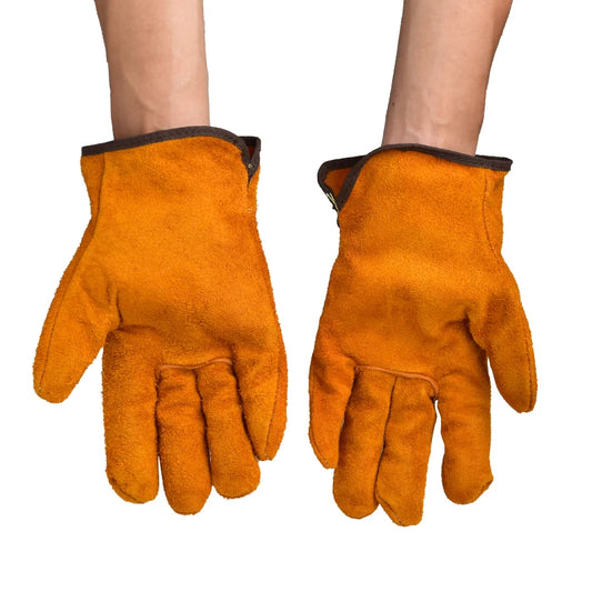 3/5/10 Pairs Labor Protection Work Gloves Soft Cowhide Welding Safety Protection Wear-Resistant Insulated Welding Gloves Peaceful Pleasures Health and Wellness