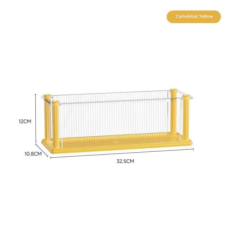 Large Sturdy Clear Dustproof Acrylic Display Case for Star Figures Multi Layer Shelf Organizer for Home Desktop Blind Box Peaceful Pleasures Health and Wellness Round Yellow