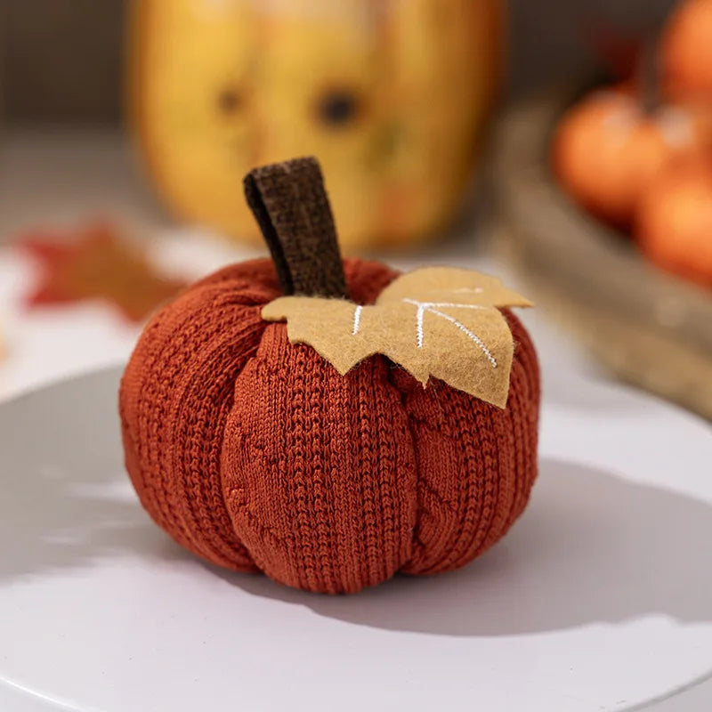 Knitted Pumpkin Ornaments for Halloween Festival Party & Home Bonsai Pendant Decor Halloween Gift Peaceful Pleasures Health and Wellness Red