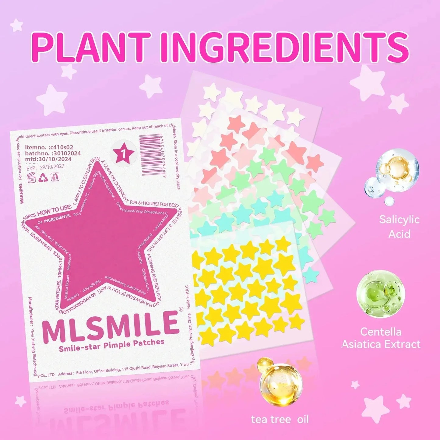 MLSMILE 40pc Star Hydrocolloid Blemish Patches – All Skin Tones
