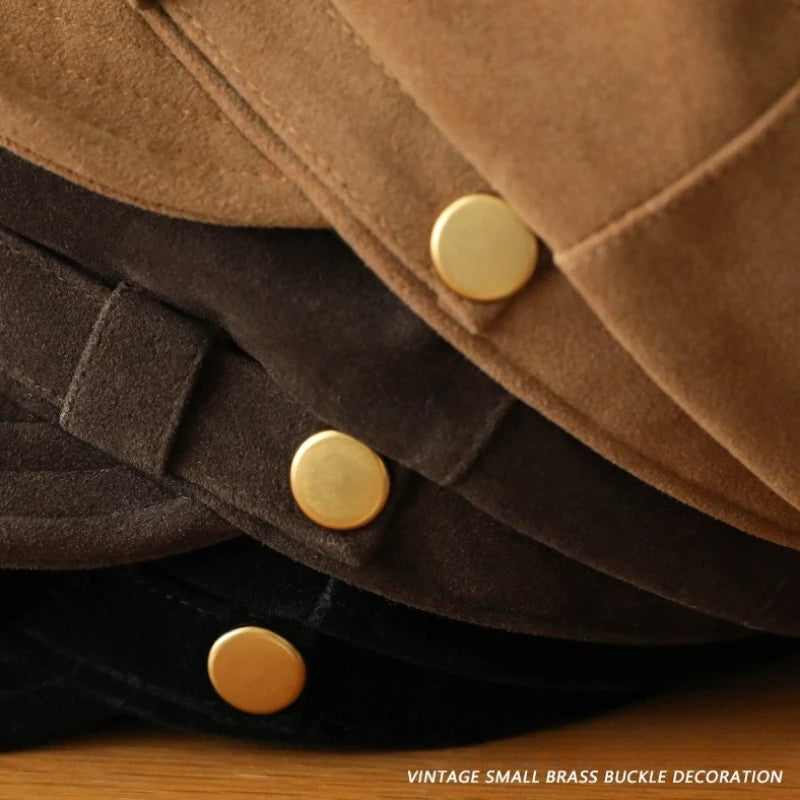 Women's Suede Newsboy Cap | Vintage Flat Top Painter Hat