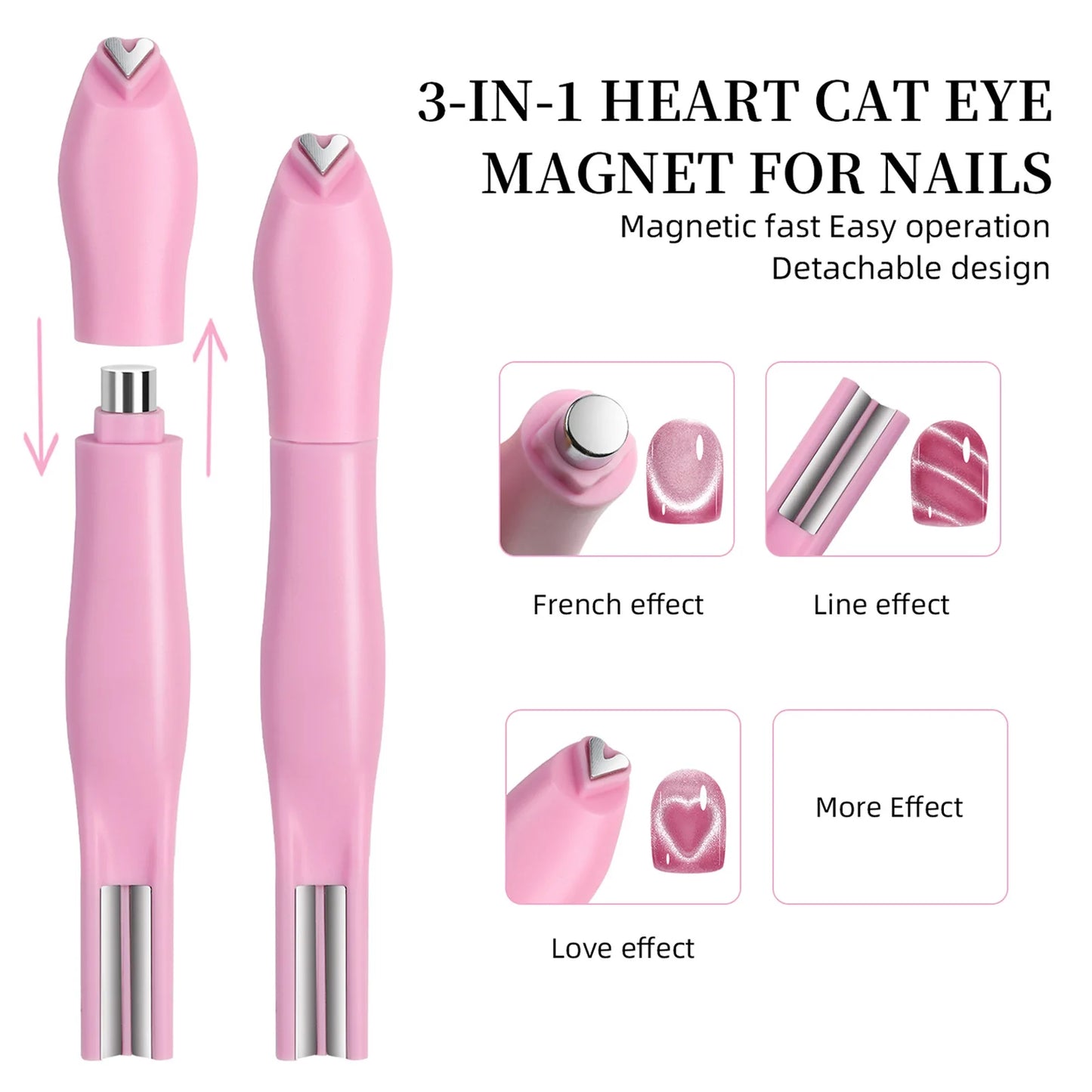 3-In-1 Cat Eye Nail Art Magnet Pen – Heart, Moon & Snake Designs Peaceful Pleasures Health and Wellness