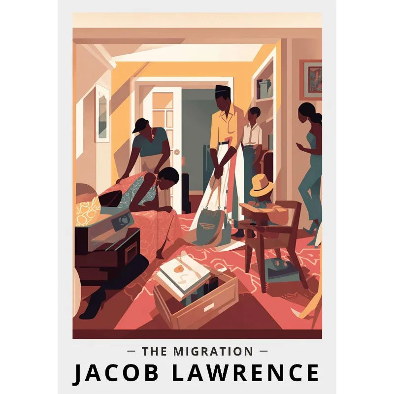 Minimalist Jacob-Lawrence The Migration African American Classic Exhibition Poster Canvas Painting Wall Pictures Home Decor Peaceful Pleasures Health and Wellness 5 40x50cm Unframed