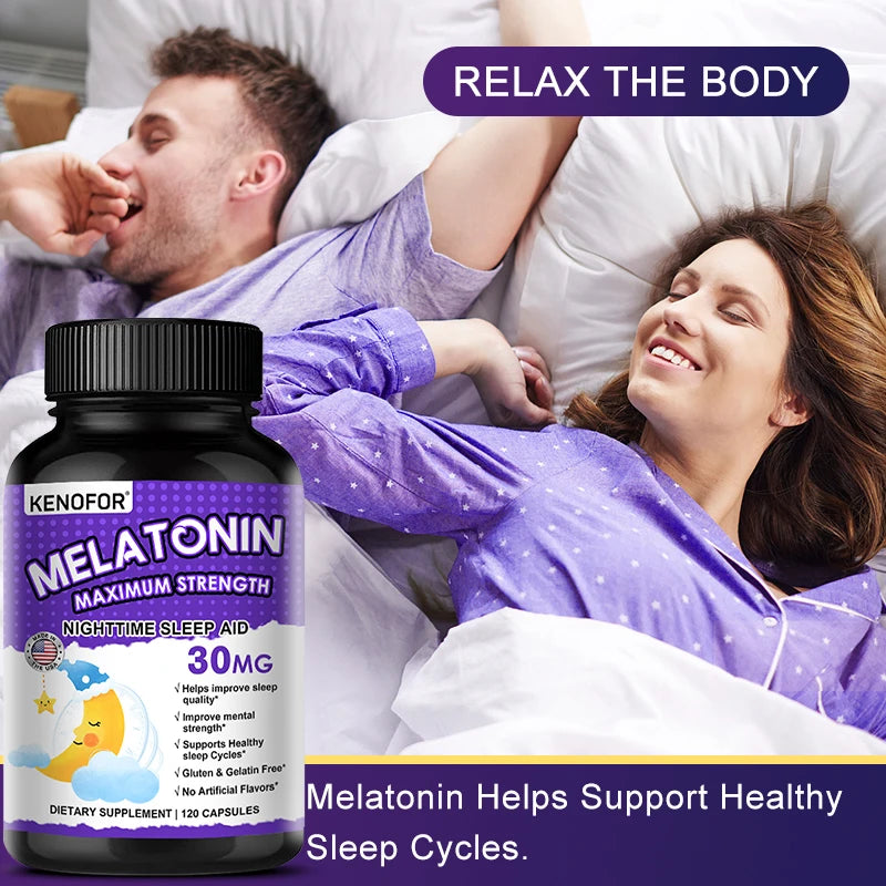 Melatonin Capsules 30mg - Promote Falling Asleep Quickly, Calm The Mind, Natural Sleep Aid Supplement Peaceful Pleasures Health and Wellness