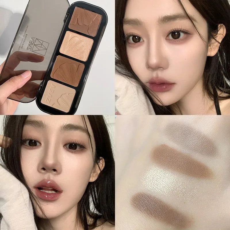 4-in-1 Contour & Highlight Palette | Matte Shimmer Face Sculpting