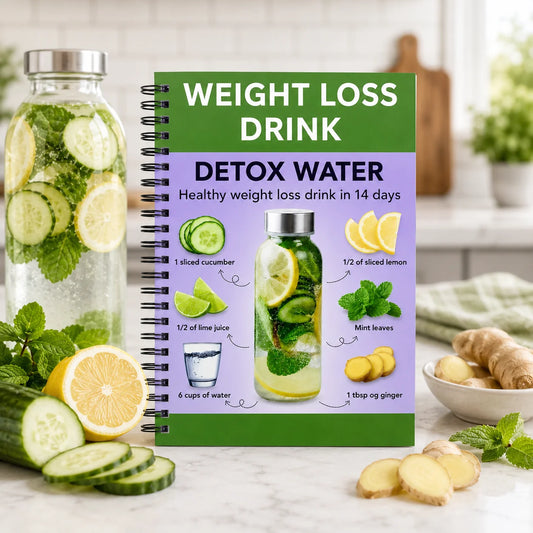 14-Day Detox Water Guide A5 Spiral Notebook 140-Page Healthy Drink Peaceful Pleasures Health and Wellness