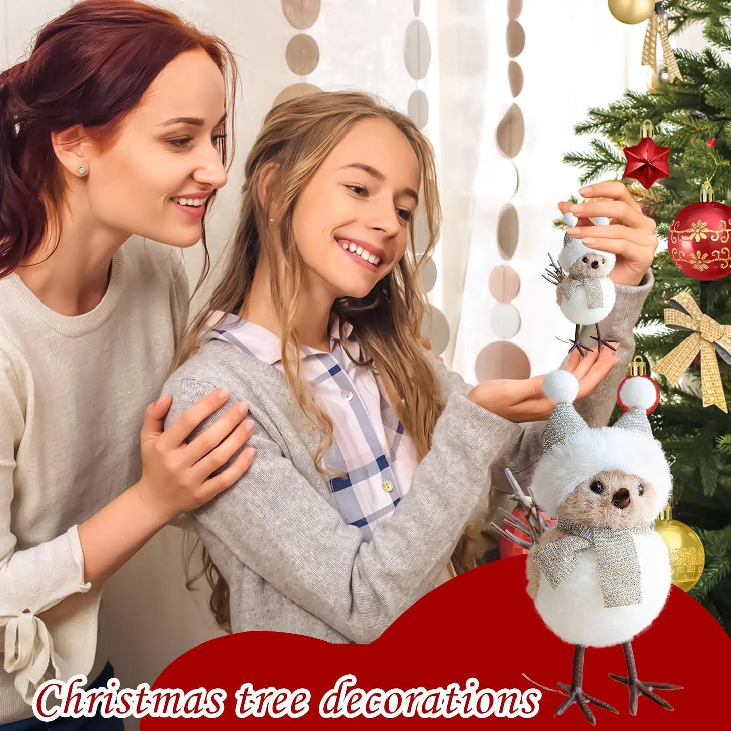Christmas Tree Ornament Foam 3D Bird Design Holiday Decorations Christmas Foam Bird Pendant For Tree For Bedroom Balconies Peaceful Pleasures Health and Wellness