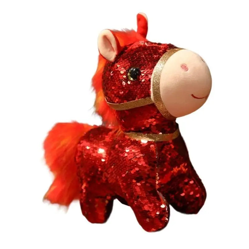 Sequined Plush Bear & Horse Stuffed Animal Desk Toy for Kids