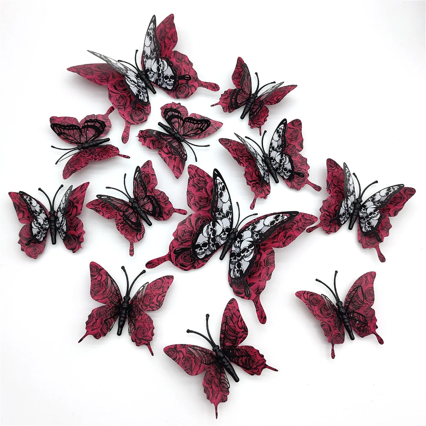 12pcs Halloween Butterflies Stickers Butterflies & Skull Gothic Wall Art for Halloween Party & Home Peaceful Pleasures Health and Wellness
