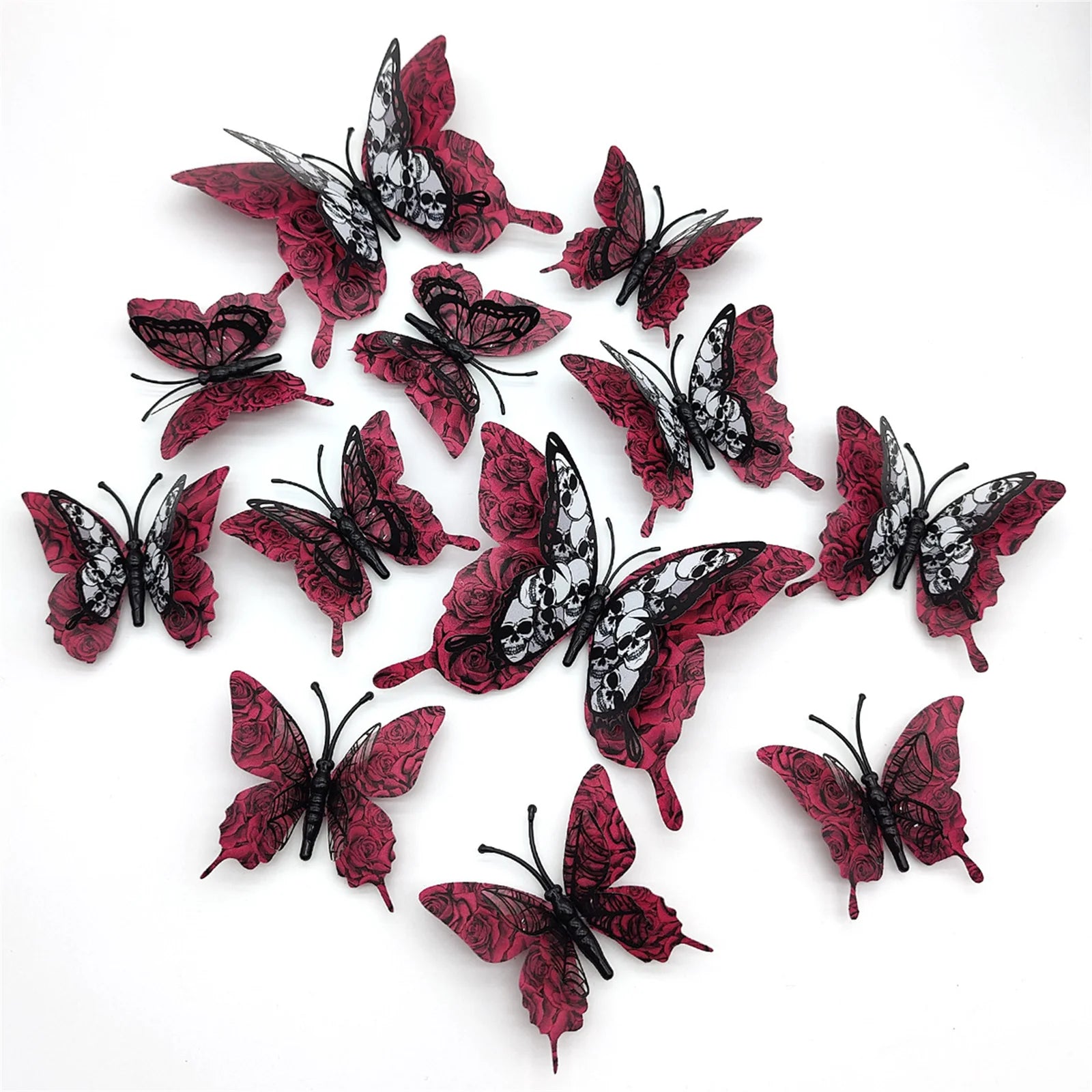 12pcs Halloween Butterflies Stickers Butterflies & Skull Gothic Wall Art for Halloween Party & Home Peaceful Pleasures Health and Wellness