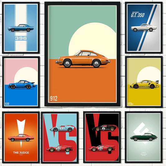 Wall Art Canvas for Home Decoration Cartoon Poster for Living Room Racing Car Picture Painting Vintage Interior Artwork Mural Peaceful Pleasures Health and Wellness