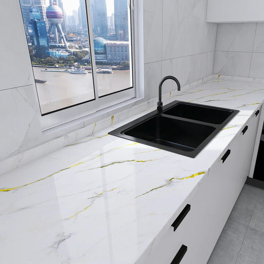 PVC Marble Pattern Self-Adhesive Wall Sticker | Oil-Proof Wall Sticker Oasis Select xuefengtangjin 40cmX1m