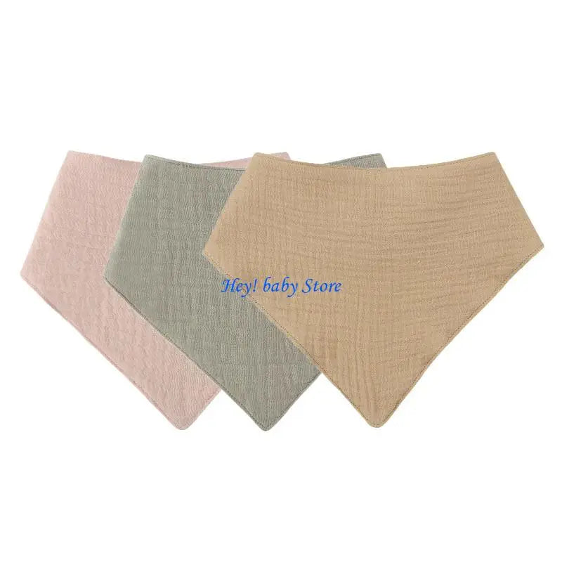 3-Pack Soft Cotton Baby Bibs | Triangle Drool & Burp Cloths