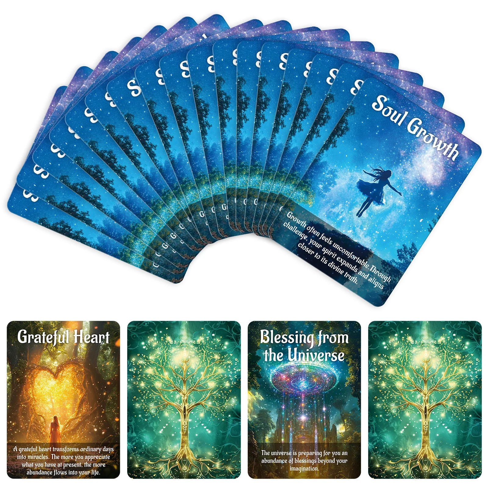 50PCS Tarot Cards with Forest God Design for Party Games and Family Entertainment Peaceful Pleasures Health and Wellness