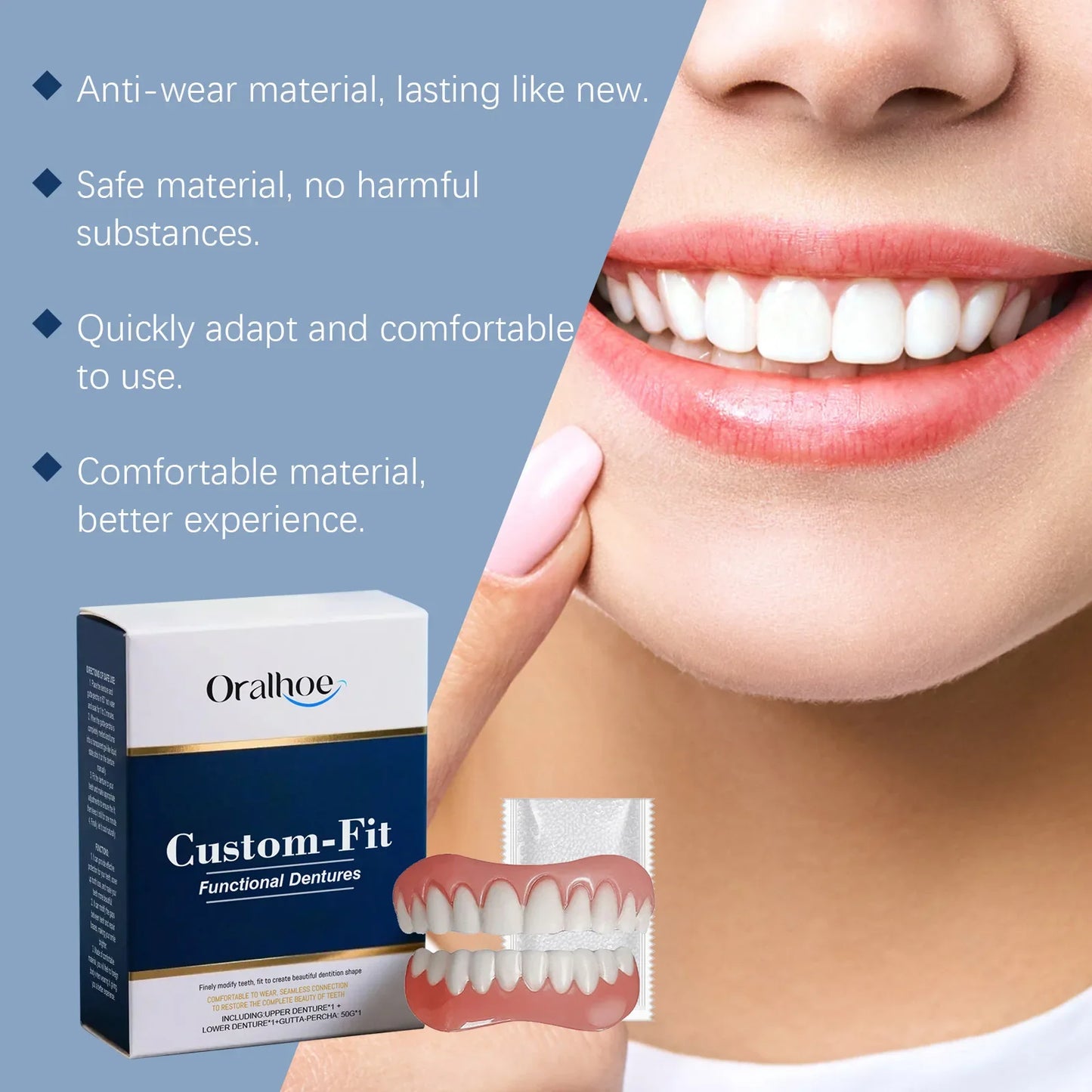 Oralhoe Soft Silicone Denture Reline Kit – Upper & Lower Set