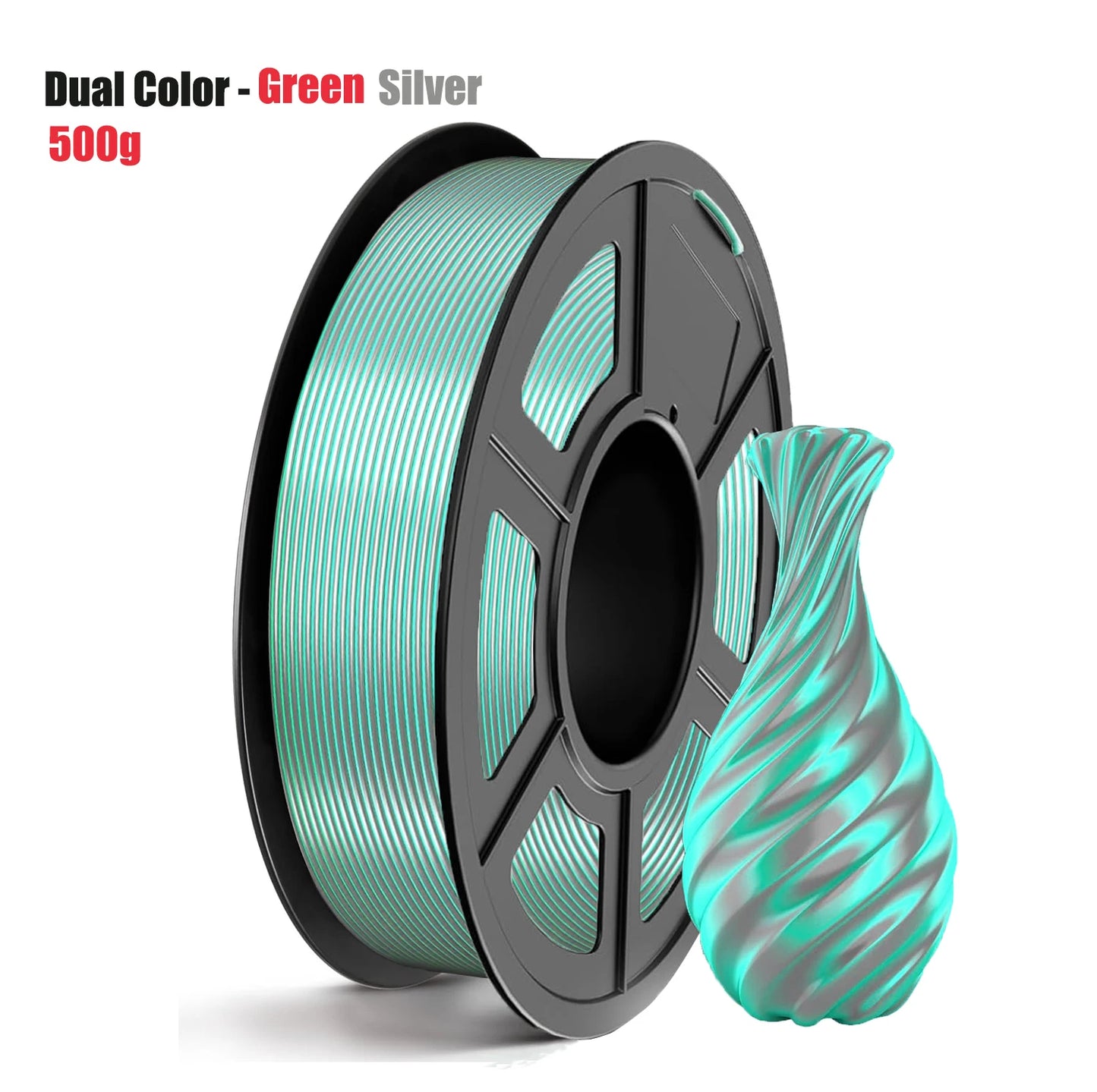 Silk Dual-Color PLA Filament 1.75mm | 2-in-1 Coextrusion FDM