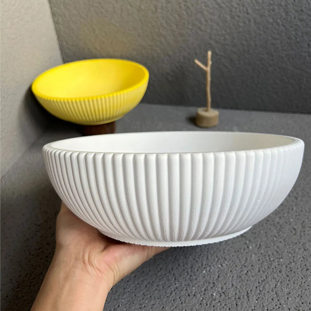 Silicone Round Stripe Mold – Concrete, Cement & Candle Bowl