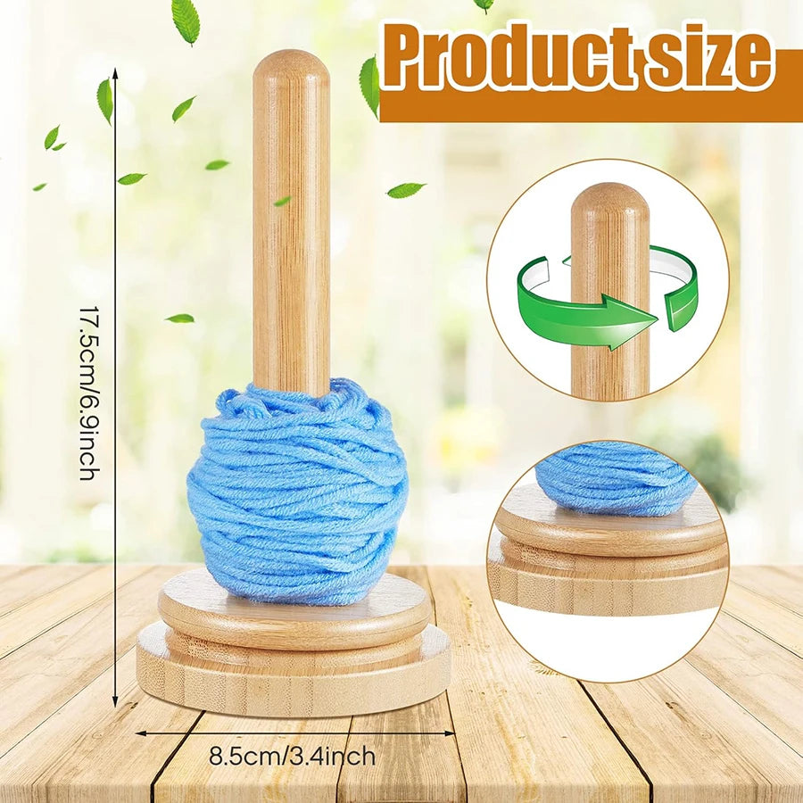 Wooden Yarn Skein Holder & Dispenser – Spinning Yarn Organizer for Crocheting, Knitting & Embroidery Peaceful Pleasures Health and Wellness