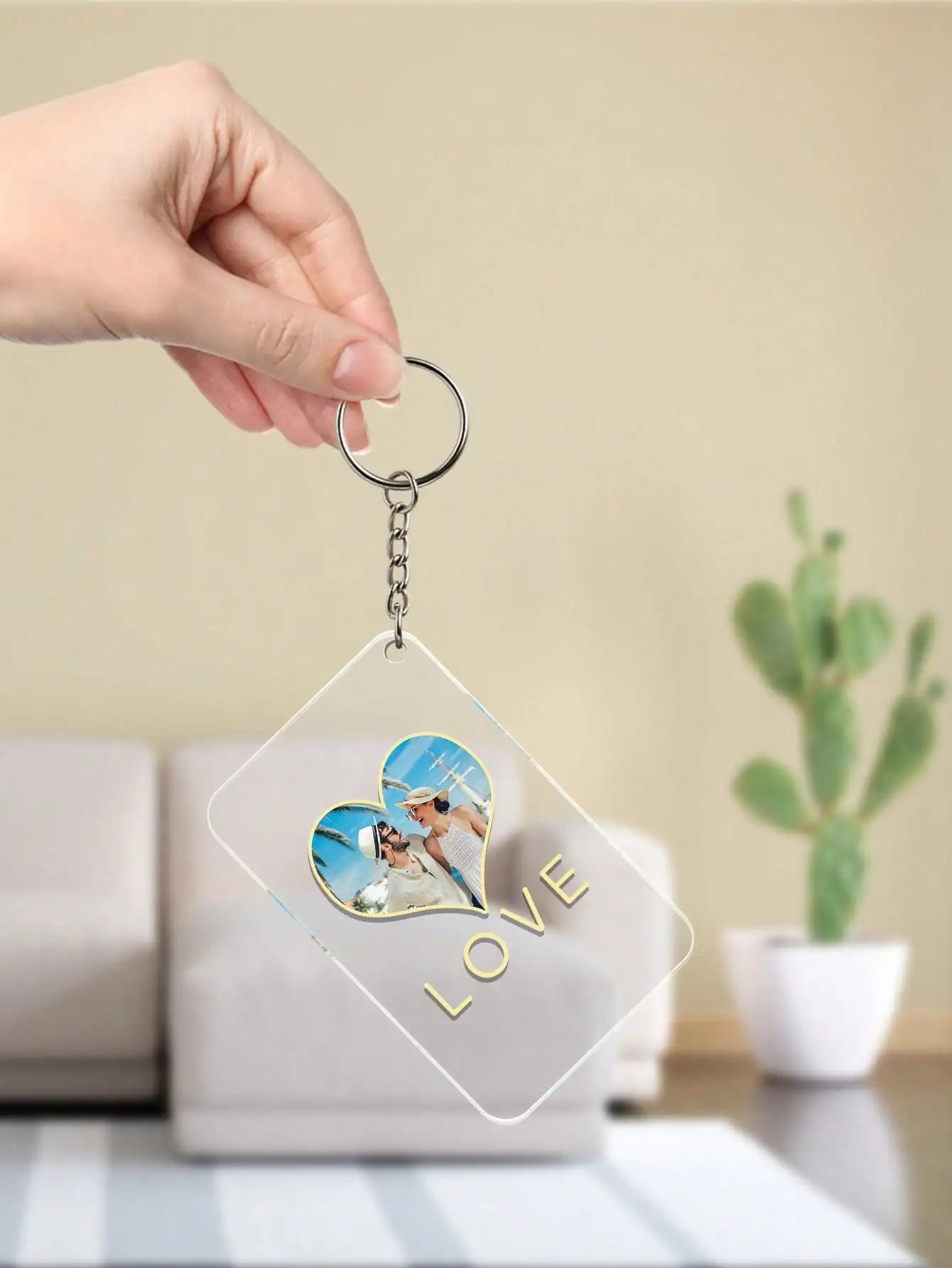 Custom Photo Acrylic Keychain Personalized Picture Text Keychain for Couples Gift Lover Anniversary Birthday Wedding Christmas Peaceful Pleasures Health and Wellness