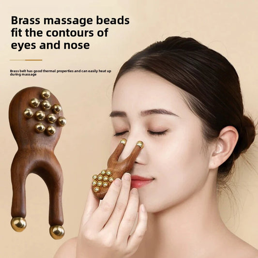 Wooden Brass Facial Massager | Face Lifting & Skin Tightening Facial Massage Tool Peaceful Pleasures Health and Wellness