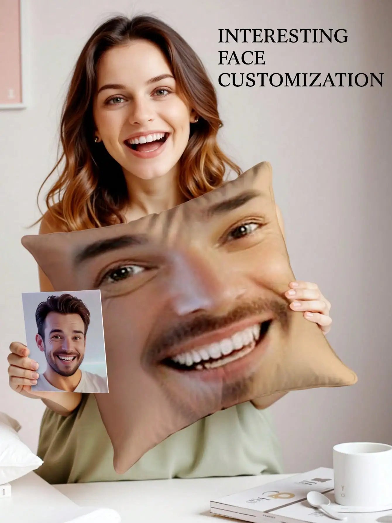 1pc Custom Face Square Pillow Personalized Photo Pillow Funny Gift for Him Her Sofa Car Decor Cover Insert Peaceful Pleasures Health and Wellness