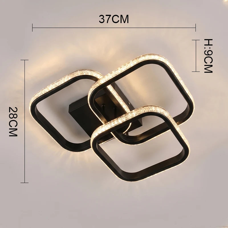 Crystal LED Ceiling Light 3-Color 3000K–6500K | Bedroom & Kitchen