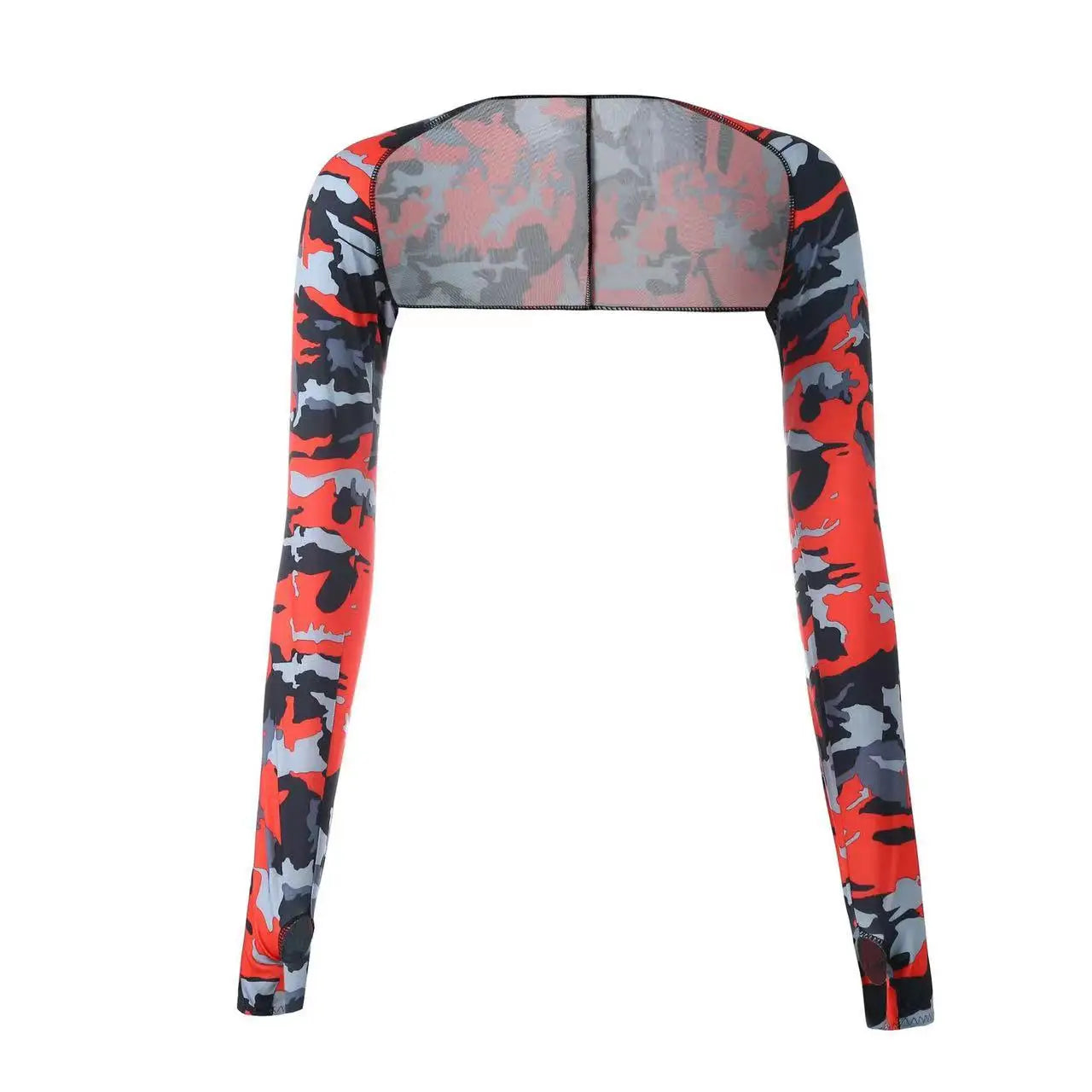 Cooling Shawl Arm Sleeves Sun Protection for Women Men with Finger Hole for Golfing, Driving, Riding, Fishing Peaceful Pleasures Health and Wellness Camouflage Red