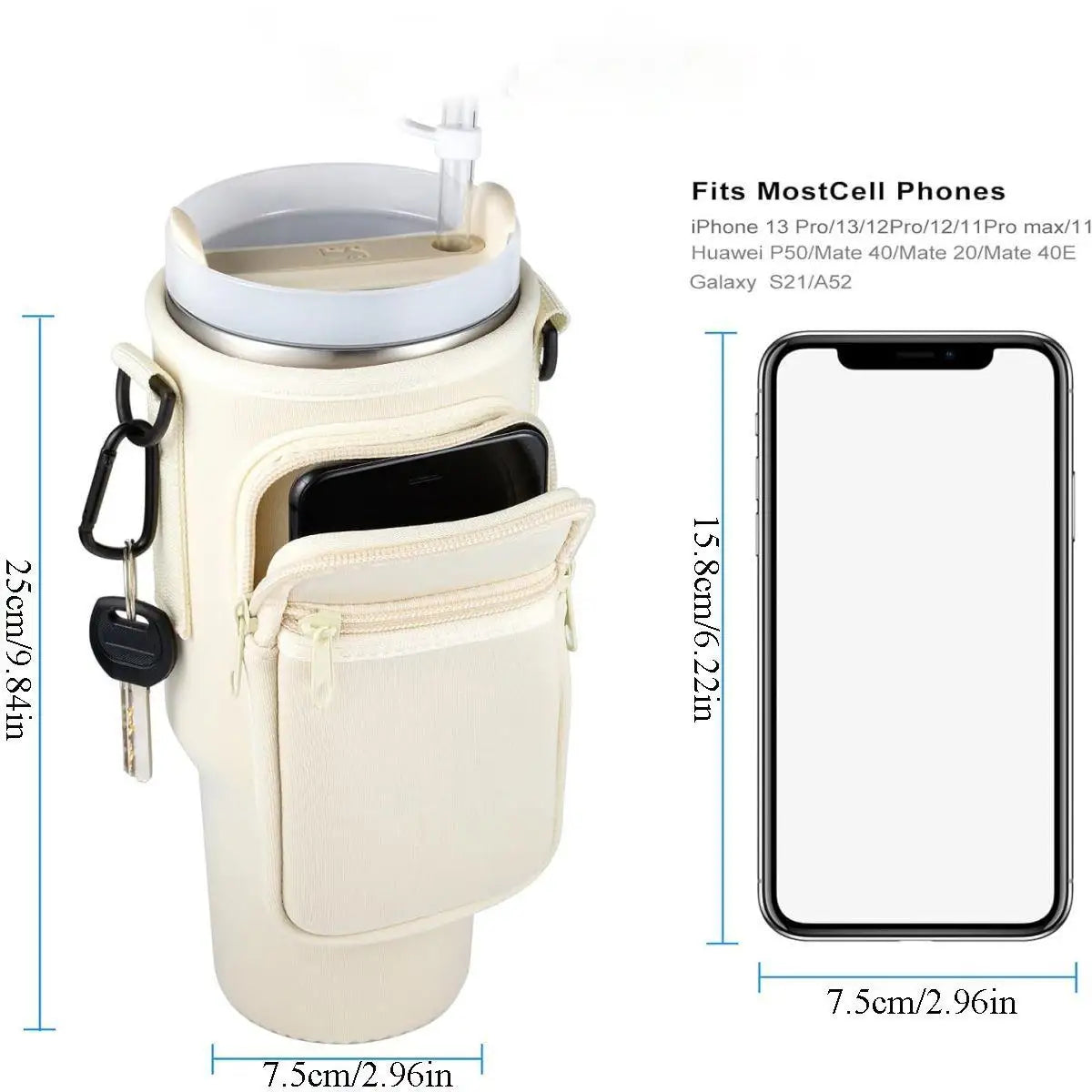 40oz Water Bottle Carrier Bag Pouch Cover for Thermos Water Bottle Holder Adjustable Shoulder Strap Mug Cover Peaceful Pleasures Health and Wellness