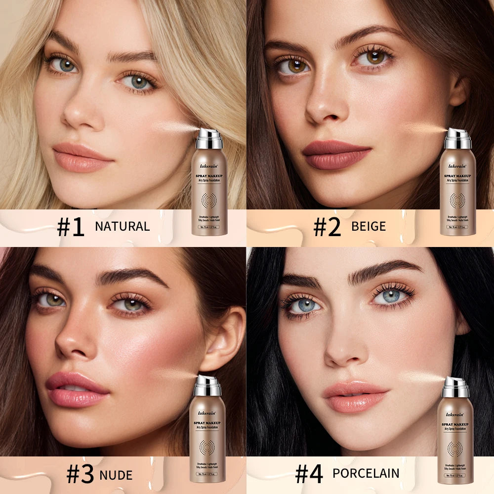 Magic Airbrush Foundation Airy Spray Makeup Silky Mist Buildable Coverage Waterproof Sweat Proof Flawless Matte Finish Peaceful Pleasures Health and Wellness