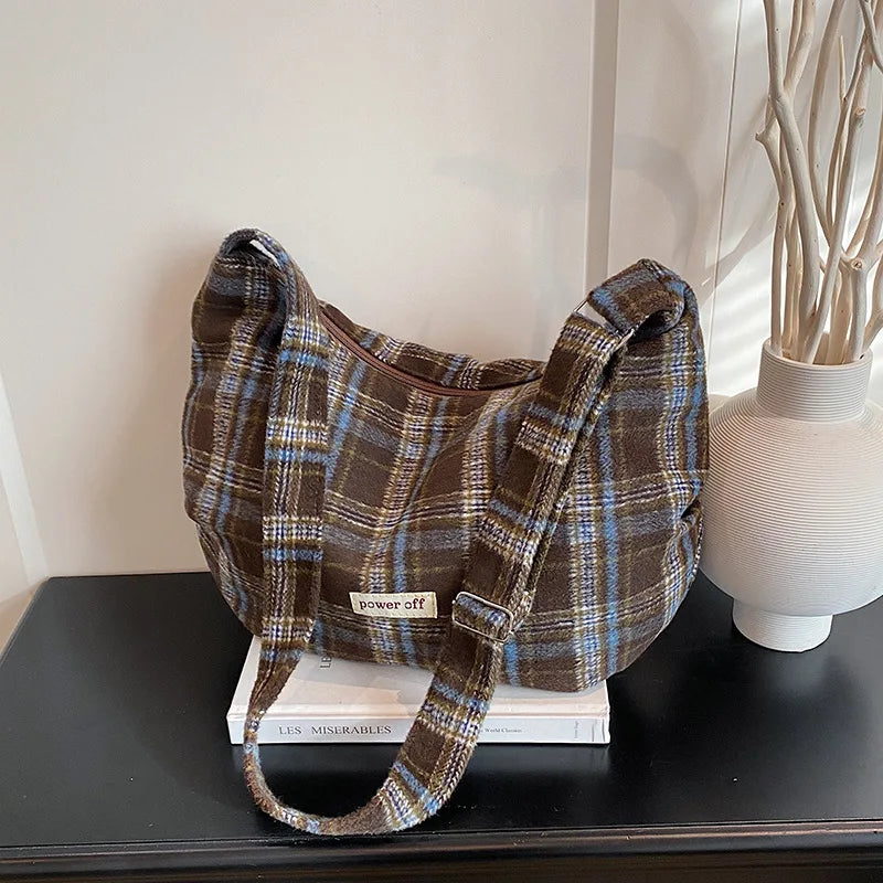 New Style Strap Versatile Vintage Wool Crossbody Bags Casual Minimalist Large Capacity Dumpling Handbag Shoulder Bags Versatile Peaceful Pleasures Health and Wellness