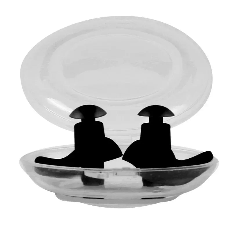 Swimming Earplugs for Diving, Surf and Water Sports, Silicone Waterproof, Anti Noise and Dustproof Plugs Peaceful Pleasures Health and Wellness black