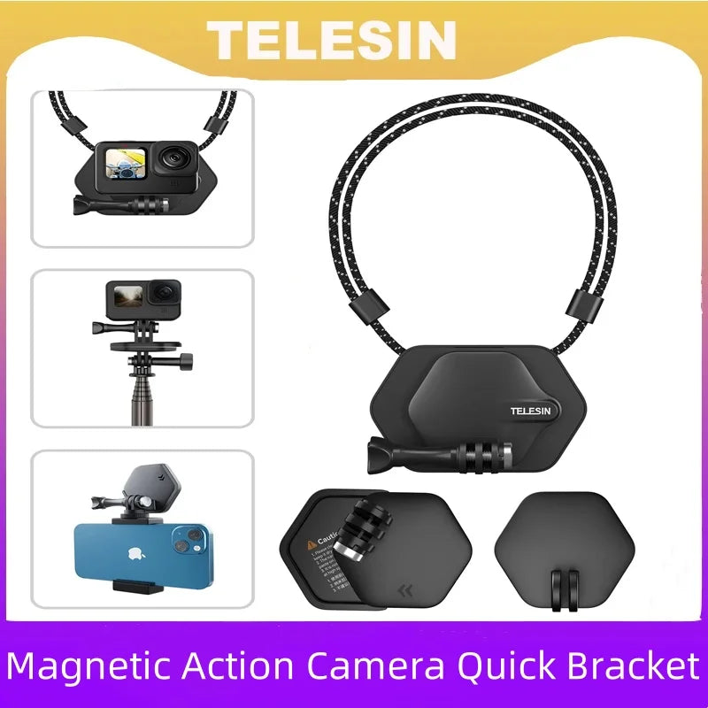 TELESIN Magnetic Action Camera Quick Release Bracket Gopro Accessories Release Bracket for GoPro Hero Insta 360 DJI Mobile Phone Peaceful Pleasures Health and Wellness