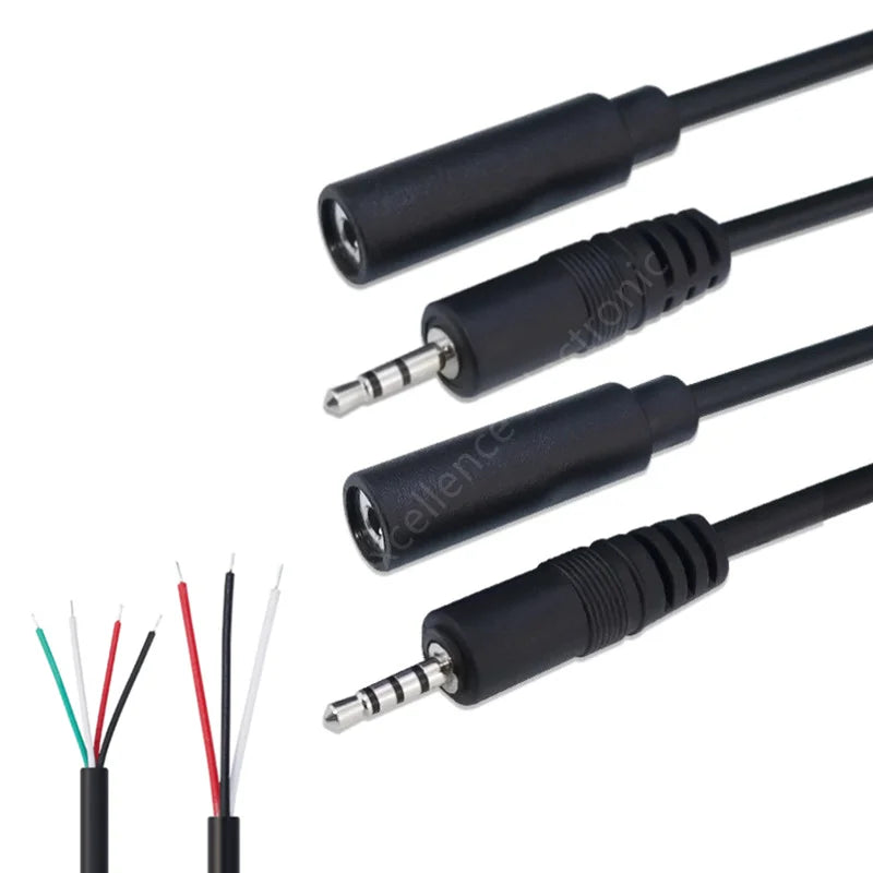 1/2/5Pcs 2.5mm Mono Stereo Audio Cable Male Female Plug Jack Connector 2/3Pin Extension Wire DIY Earphone Mic Repair Cable Peaceful Pleasures Health and Wellness