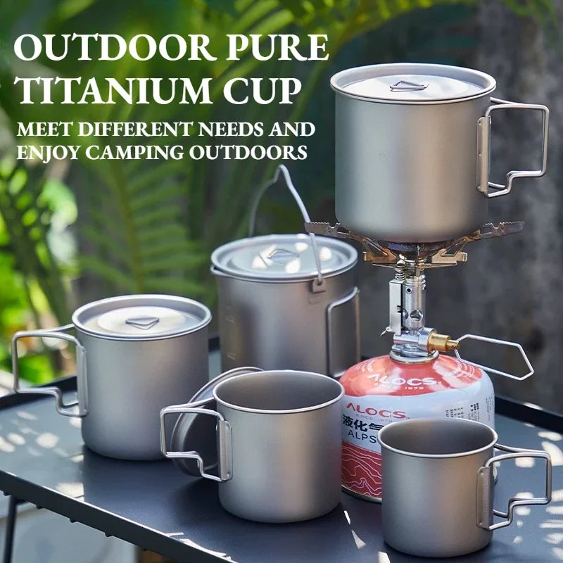 Pure Titanium Folding Cup – Lightweight Outdoor Camping Mug with Foldable Handle Peaceful Pleasures Health and Wellness
