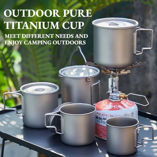 Pure Titanium Folding Cup – Lightweight Outdoor Camping Mug with Foldable Handle Peaceful Pleasures Health and Wellness