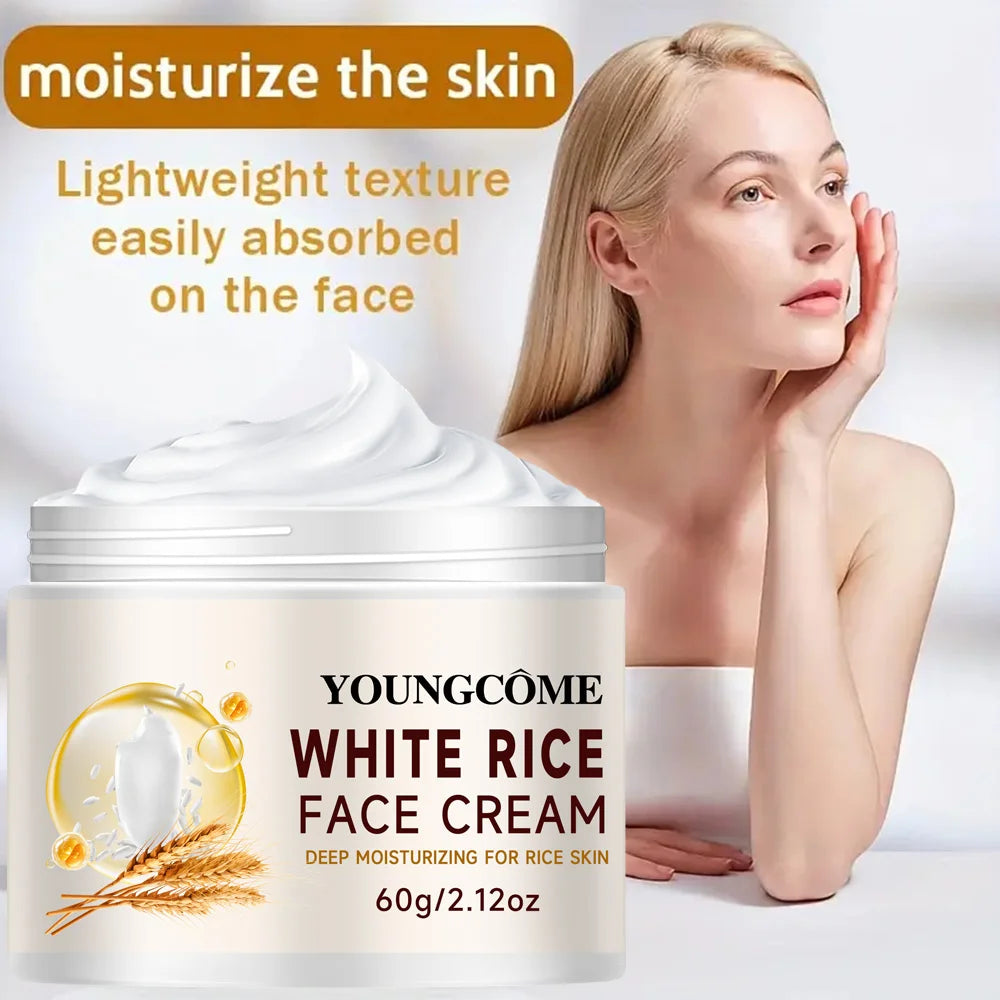 YOUNGCOME Rice washing water moisturizin g face cream, suitable for dry and rough skin, Improves the texture of skin Peaceful Pleasures Health and Wellness