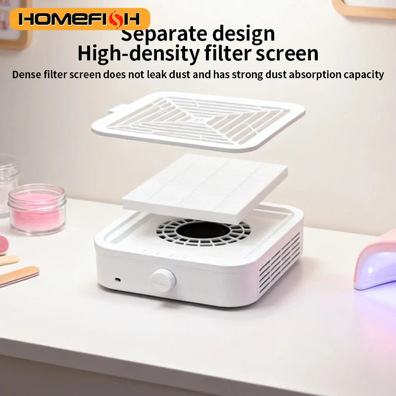 Turbine Brushless Nail Dust Remover Strong Suction 120W Nail Vacuum Cleaner for Manicure with Removable Filter Speed Adjustable Peaceful Pleasures Health and Wellness