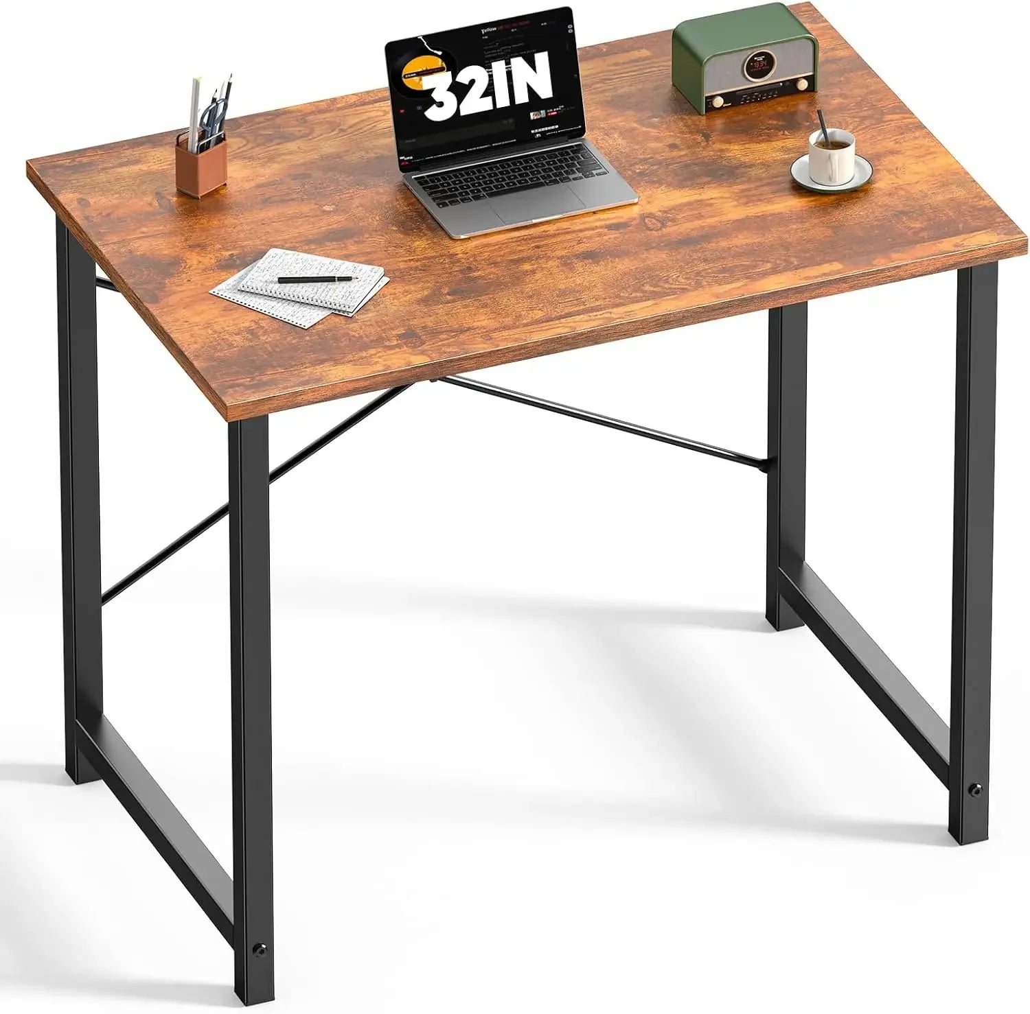 32-inch Modern Computer Desk with X-Brace Support, Waterproof MDF Top, 265lb Capacity for Home Office Study Peaceful Pleasures Health and Wellness United States