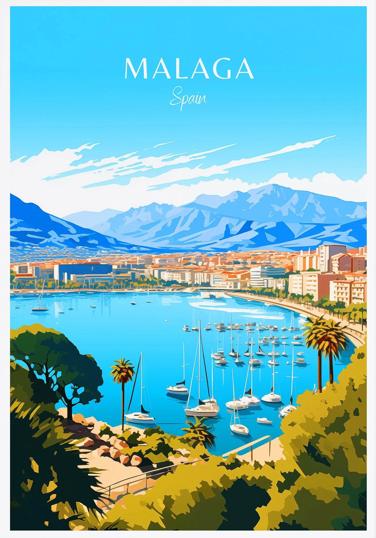 Spain Travel Poster Canvas Print | Barcelona Madrid Granada Wall Art