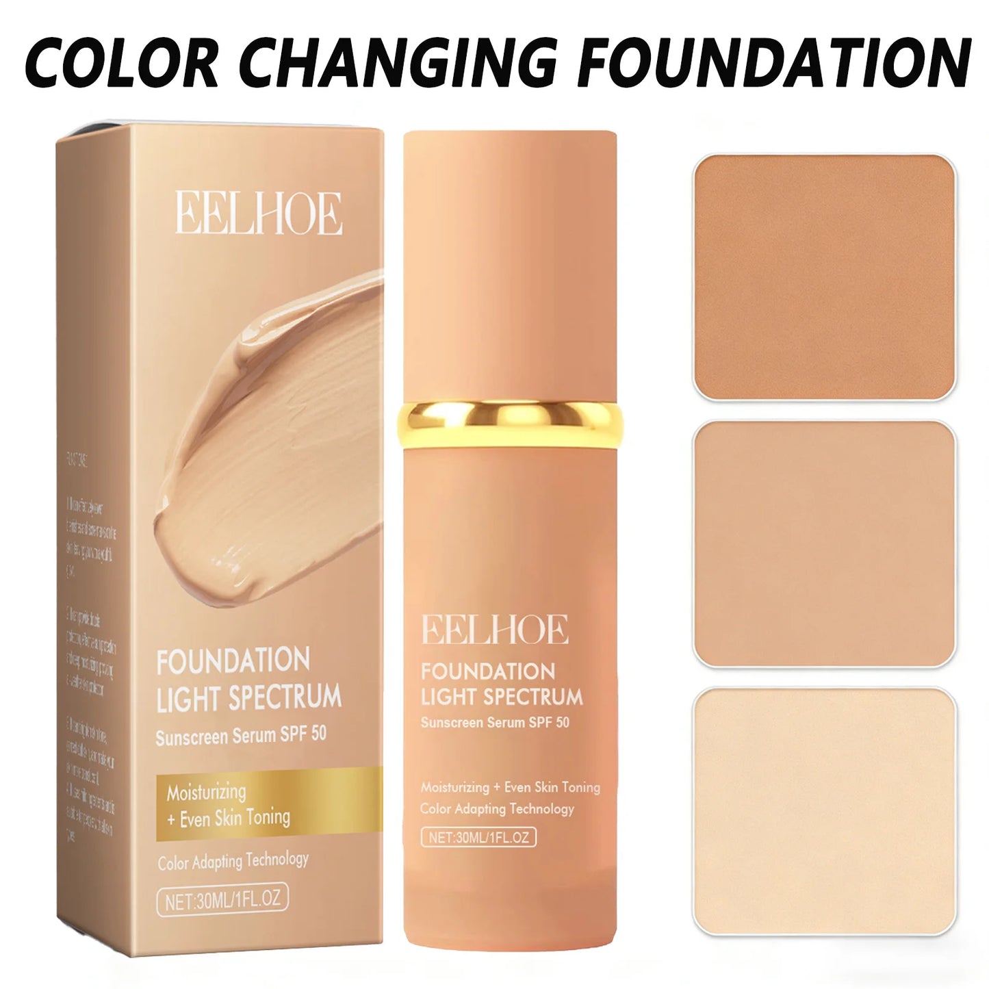 Eelhoe 4-in-1 Color Changing Foundation SPF 50 | Full Coverage