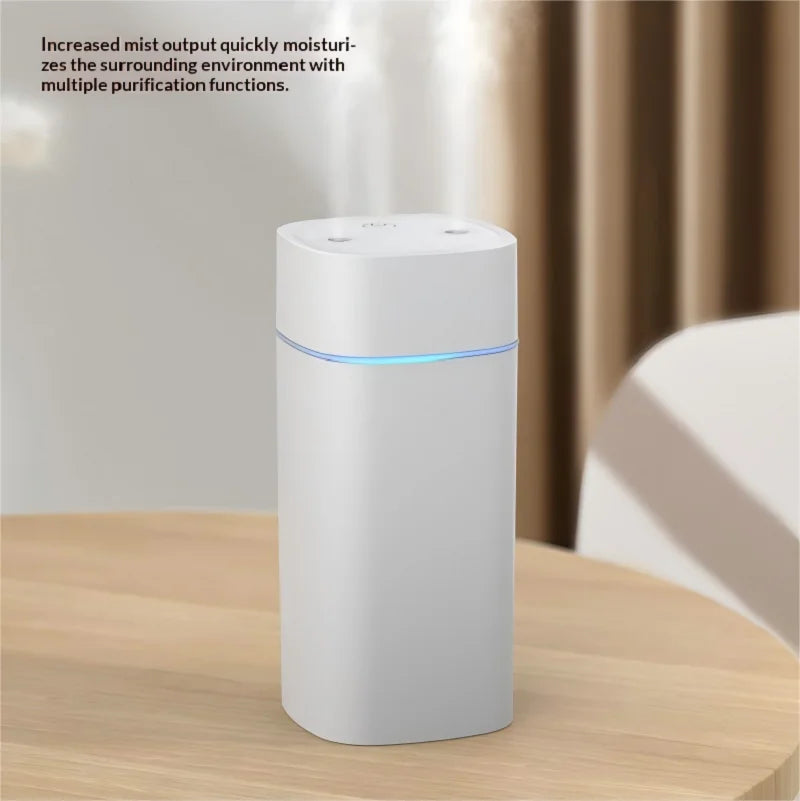Mini USB Dual Spray Humidifier Desktop Air Purifier for Home Bedroom Portable Aromatherapy Moisturizing Air Cleaner Peaceful Pleasures Health and Wellness
