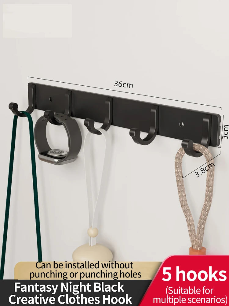 6-Hook Space Aluminum Wall Rack – Kitchen & Bathroom Organizer