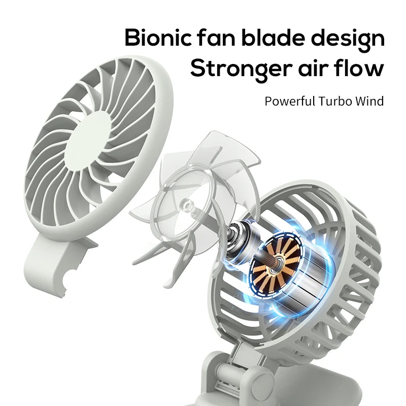 HOMEFISH Multifunctional Sunshade Umbrella Clip Fan USB Rechargeable Portable Mini Cooling Fan for Outdoor Live Streaming Travel Peaceful Pleasures Health and Wellness