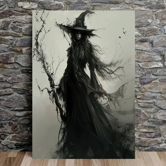 Abstract Ghost Witch Canvas Prints Gothic Monster Wall Art Anime Poster Modern Living Room Coffee Bar & Home Halloween Decor Peaceful Pleasures Health and Wellness