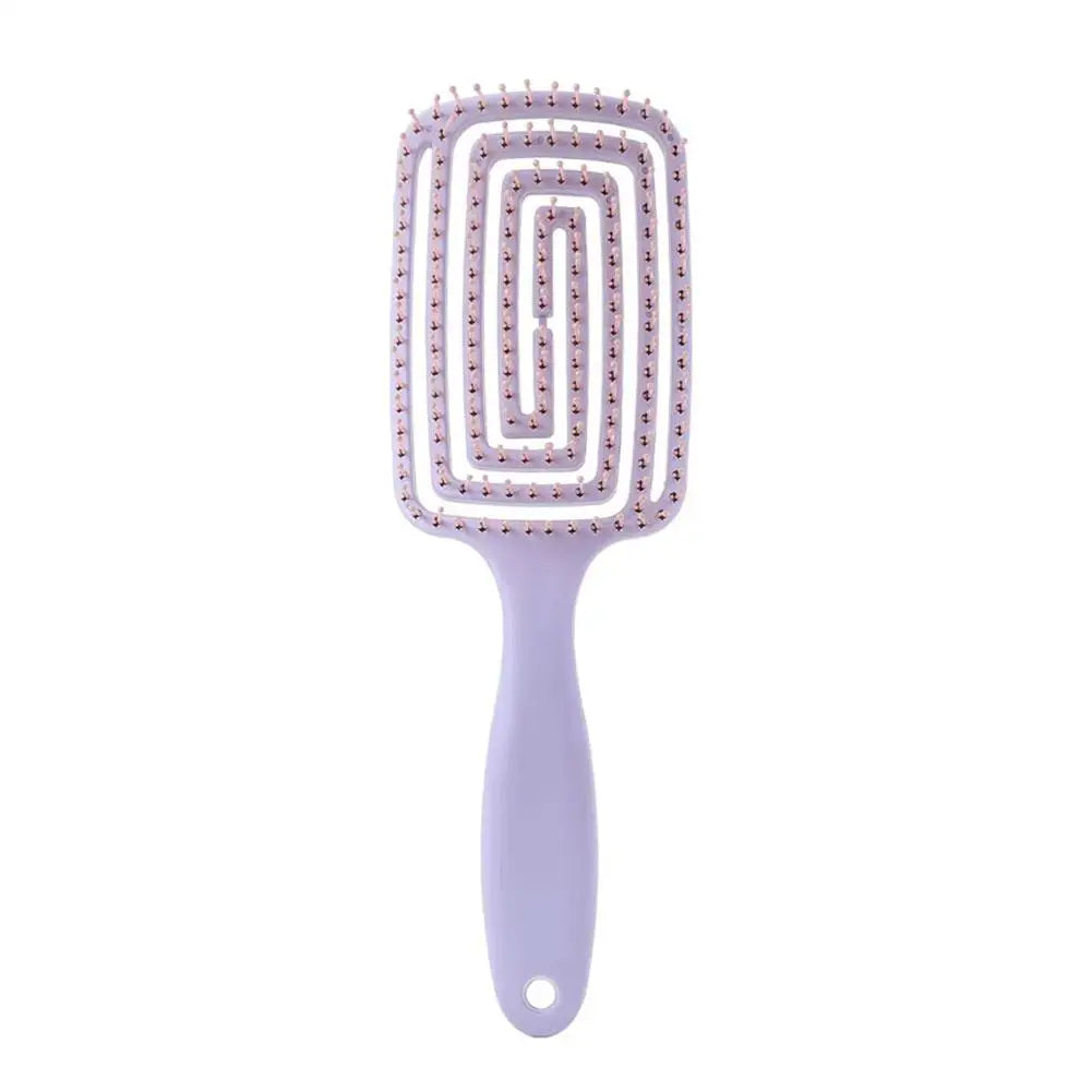 Hollow-Out Curved Detangling Brush for Easy Styling Peaceful Pleasures Health and Wellness B