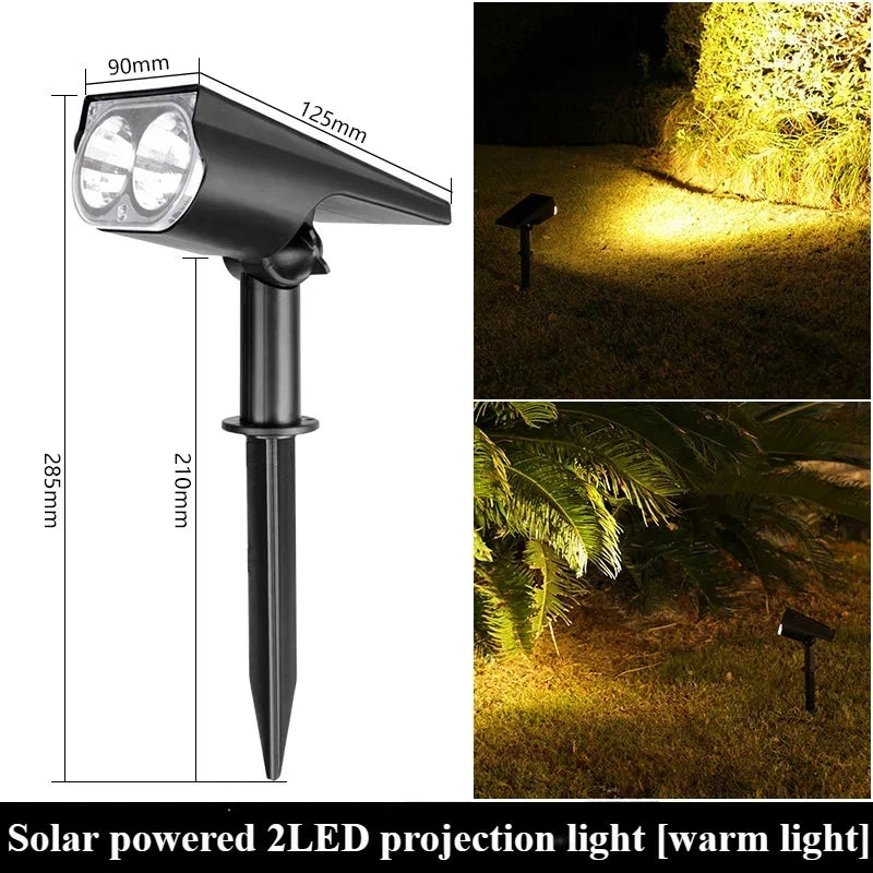2-LED Solar Spotlight – IP65 Waterproof Outdoor Garden Light