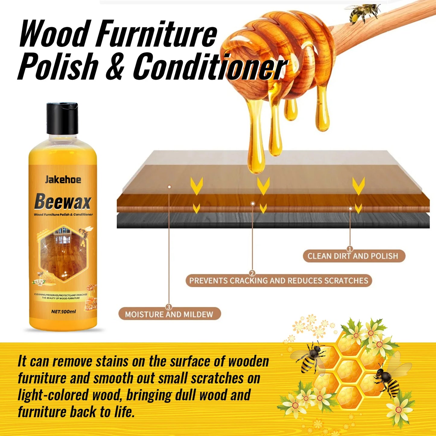 Beeswax Wood Floor Cleaner & Polish – Clean, Shine & Protect Wood Floor Polish Peaceful Pleasures Health and Wellness