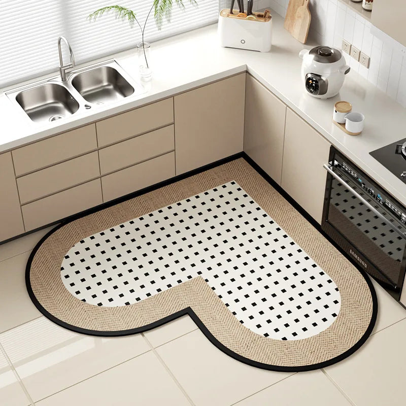 Heart-Shaped Diatom Mud Kitchen Mat – Non-Slip & Absorbent