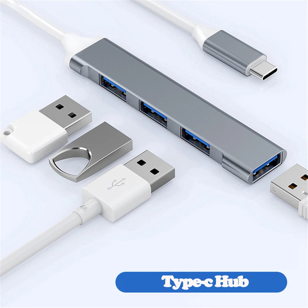 USB-C to 4-Port USB 3.0 Hub OTG Adapter | 5Gbps MacBook PC