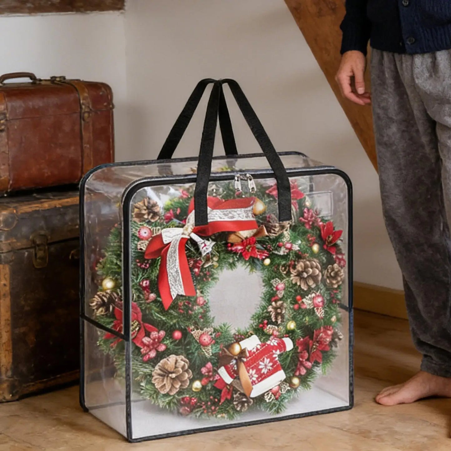 5-Pack Clear Christmas Wreath Storage Bags | Garland Organizer Holiday Storage Bag Peaceful Pleasures Health and Wellness